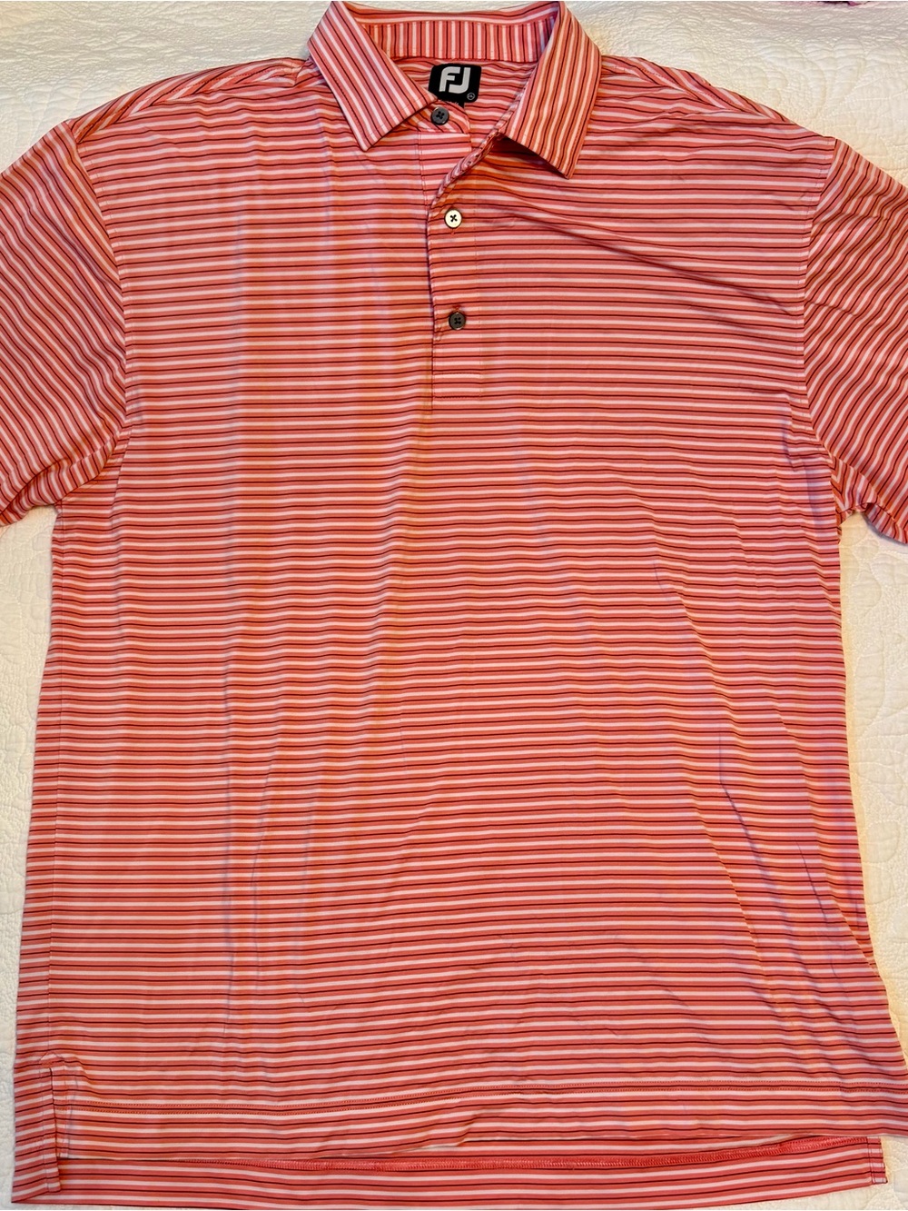 FootJoy Men's Coral and White Striped Performance XXL Polo